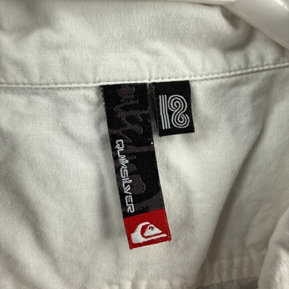 Quiksilver Loop Graphic Print All Cotton Camp Short Sleeve Medium White Casual - Picture 6 of 16